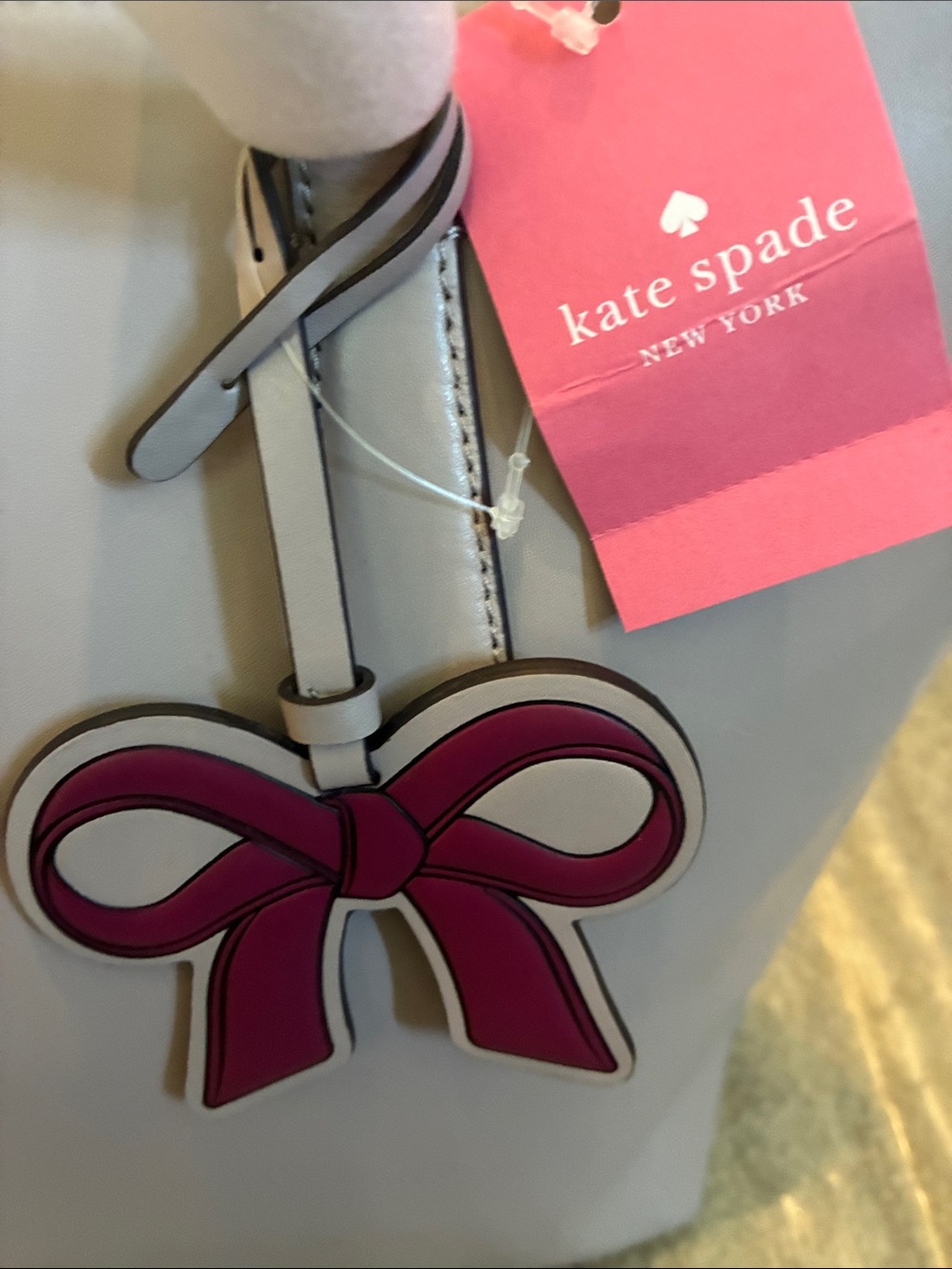 kate spade Dusty Pink Leather Tote with Bow Charm - Picture 5 of 6
